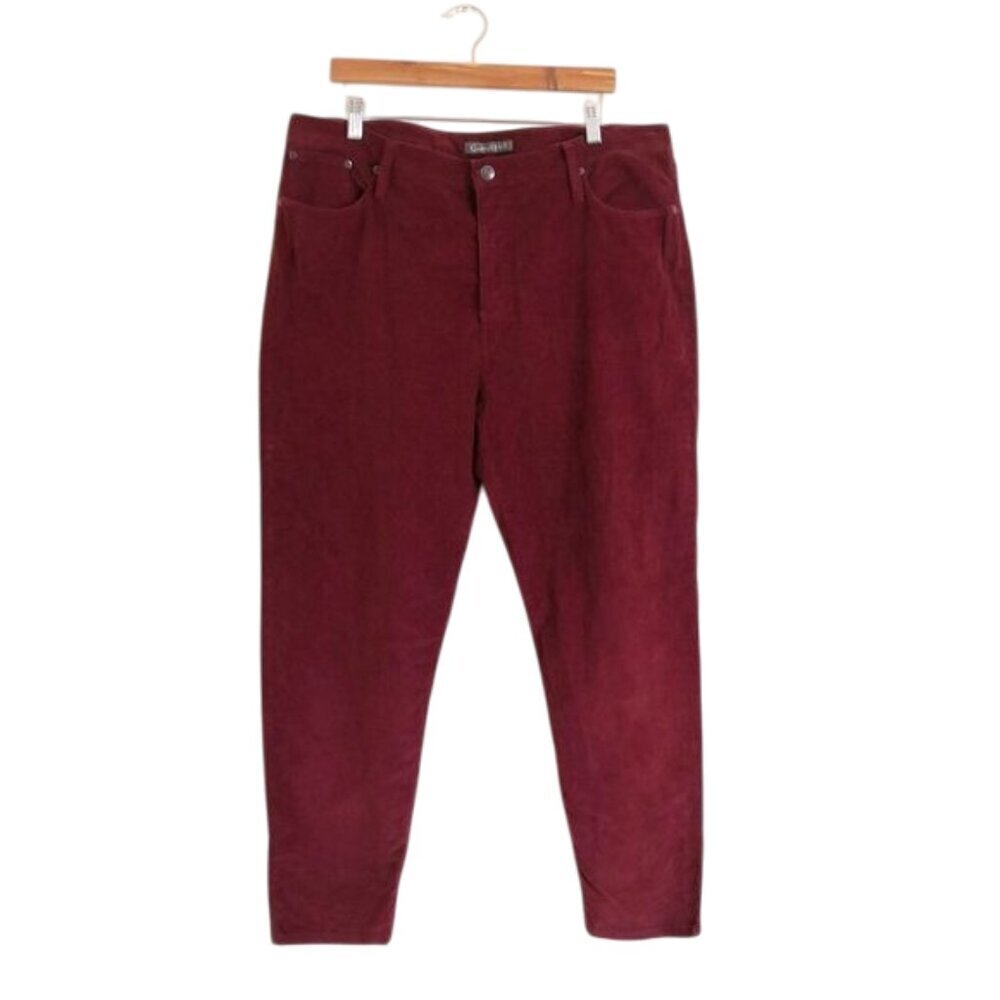 Garnet Hill Organic‎ Cotton Slim Corduroy Pants Rustic Red Size 18